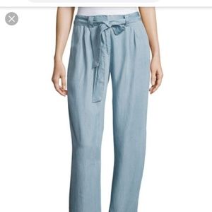 Chambray tie-waist pants